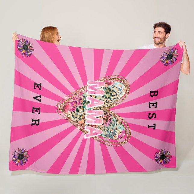 Heart Floral Mum Customise Fleece Blanket (In Situ)