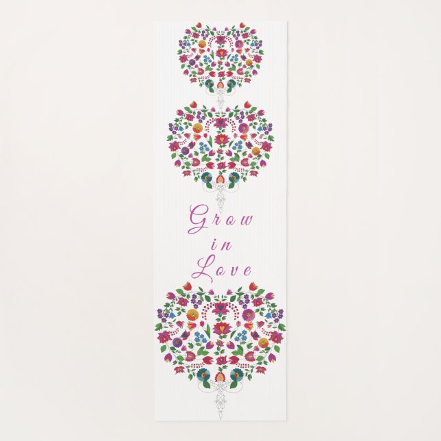 Heart Floral Pattern  Yoga Mat (Back)