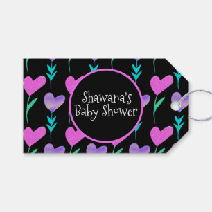 Heart Floral Valentines Day Baby Shower Gift Tags