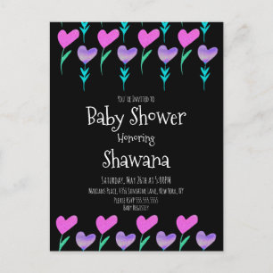 Heart Floral Valentines Day Baby Shower Invitation Postcard