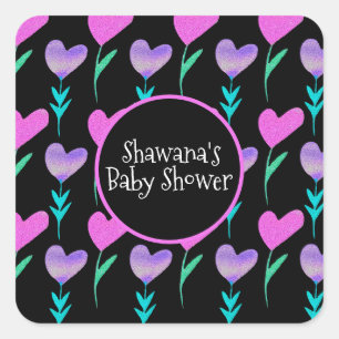 Heart Floral Valentines Day Baby Shower    Square Sticker