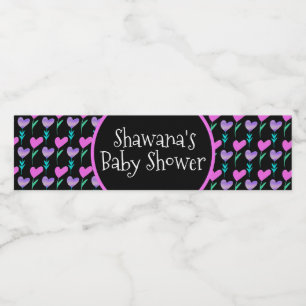 Heart Floral Valentines Day Baby Shower Water Bottle Label