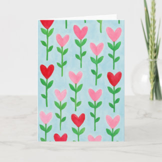 Heart Floral Watercolor Blank Greeting Card