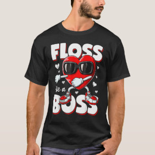 Heart Floss Like A Boss Valentines Day Boys Kids F T-Shirt