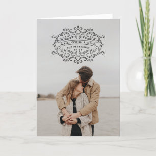 Heart Flourish Frame Valentine's Day Card - Black