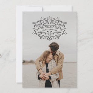 Heart Flourish Frame Valentine's Day Card - Black