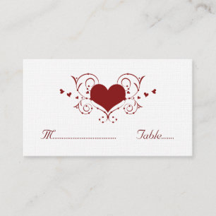 Heart Flourish Place Card, Red Place Card