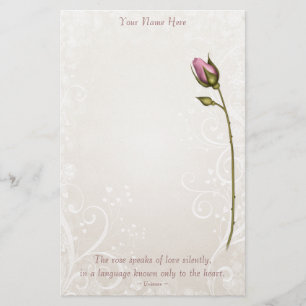 Heart Flourish Rose Stationery
