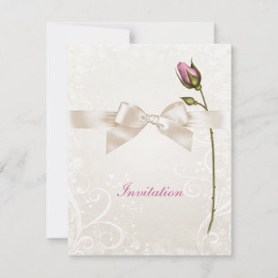 Heart Flourish Rose Wedding Invitation