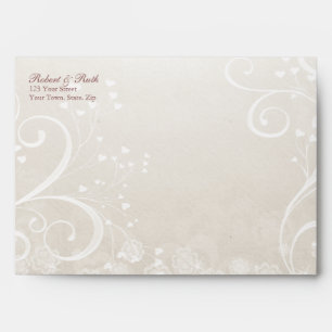 Heart Flourish Rose Wedding Invitation A7 Envelope