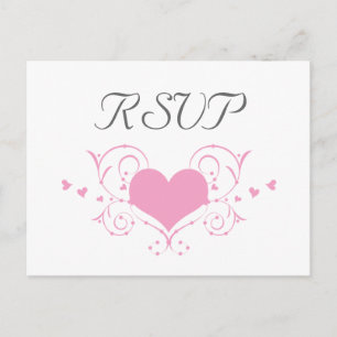 Heart Flourish RSVP Postcard, Pink Invitation Postcard