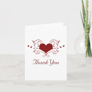 Heart Flourish Thank You Card, Red