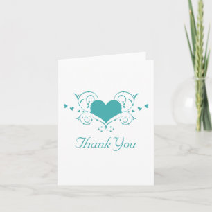 Heart Flourish Thank You Card, Teal Card