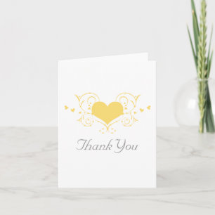Heart Flourish Thank You Card, Yellow