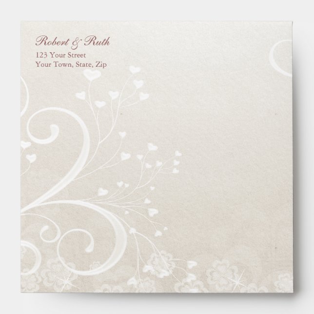 Heart Flourish Wedding Invitation Square Envelopes (Front)