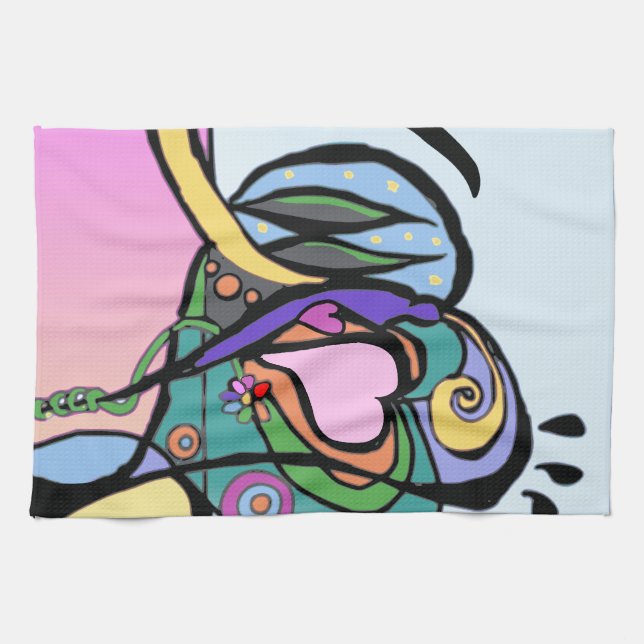 Heart flow Modern art Tea Towel (Horizontal)