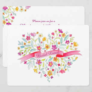 Heart flower Bouquet art bridal luncheon Invitation
