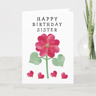 Heart Flower Happy Birthday Pink Holiday Card