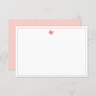 Heart Flower Monogrammed Pink Note Invitation