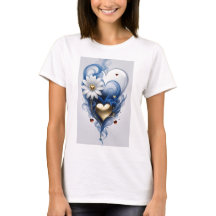 Heart & Flower Print Women’s T-Shirt – Stylish & C