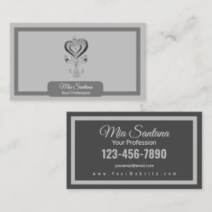 Heart Flower - Silver Business Card