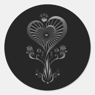 Heart Flower - Silver Classic Round Sticker