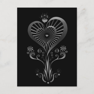 Heart Flower - Silver Postcard