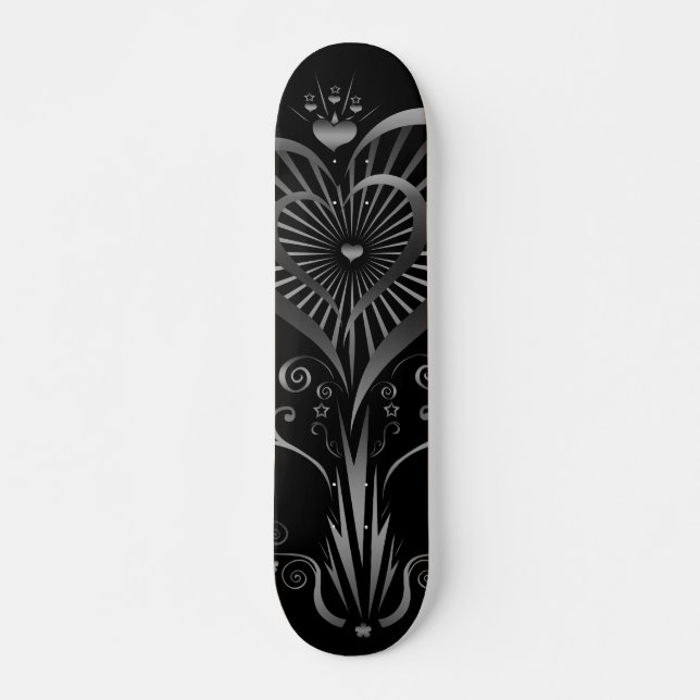Heart Flower - Silver Skateboard (Front)