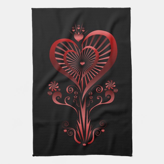 Heart Flower Tea Towel (Vertical)