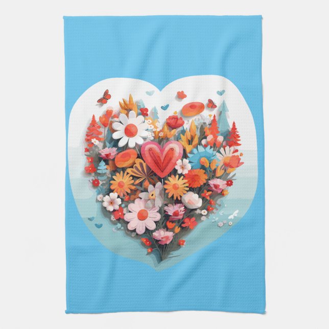 Heart flower tea towel (Vertical)
