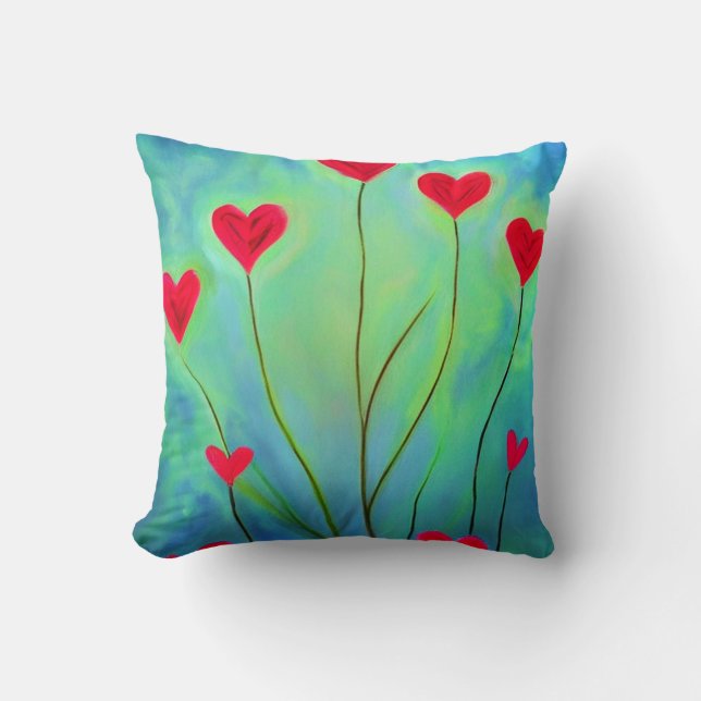 Heart Flower Throw Pillow (Front)