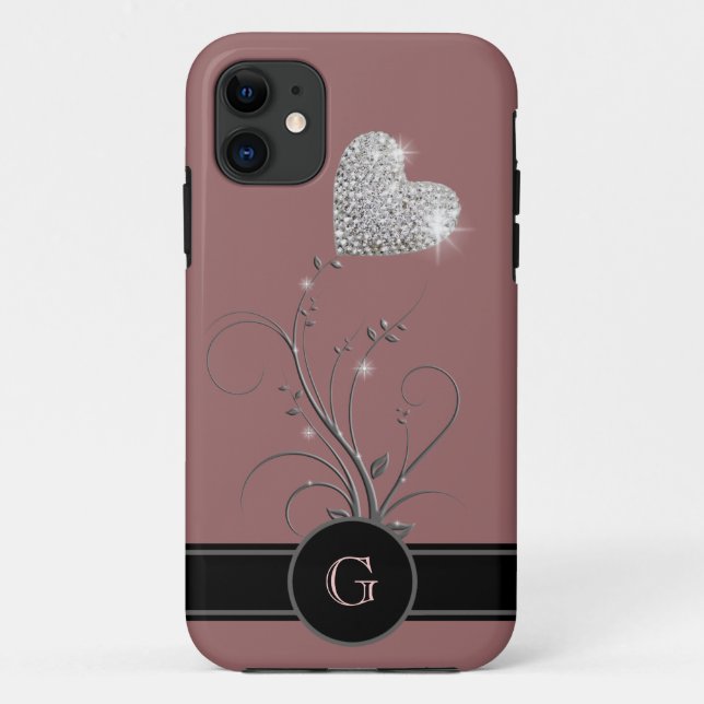 heart flower to add name initial Case-Mate iPhone case (Back)