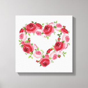 Heart Flower Wreath, Love Canvas Print