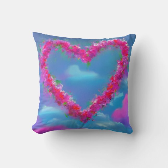 Heart Flower Wreath Pillow (Front)