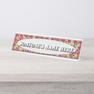 Heart Flowers by Kenneth Yoncich Desk Name Plate