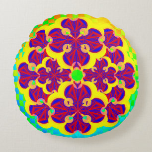 Heart Flowers by Kenneth Yoncich Round Cushion