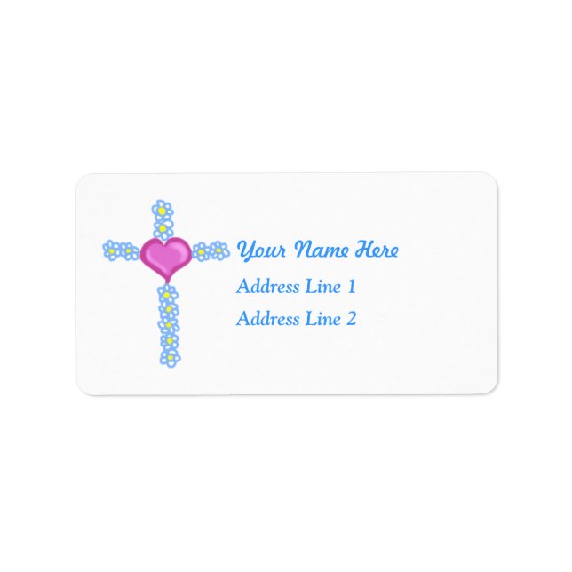 Heart Flowers Cross Address Label (Front)