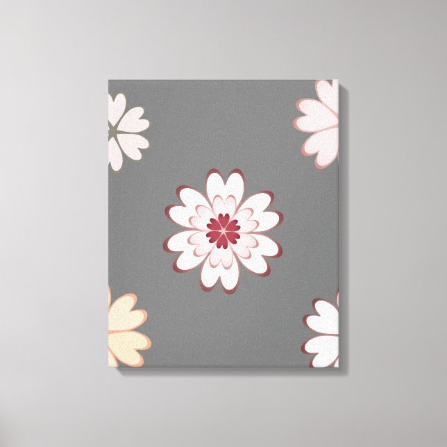 Heart Flowers on Grey Canvas Print (Front)