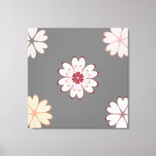 Heart Flowers on Grey Canvas Print