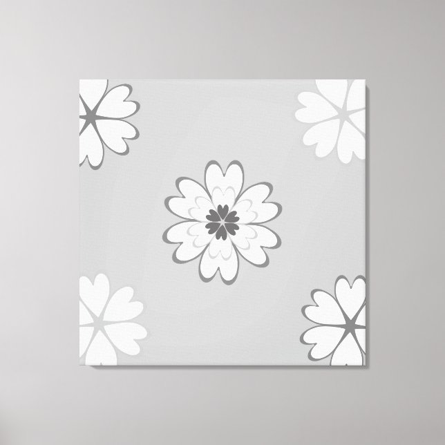 Heart Flowers on Light Grey Canvas Print (Front)