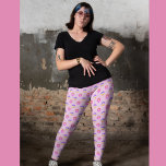 Heart Flowers Pattern Leggings<br><div class="desc">Hearts making a flower formation in a pattern of colours on a light pink background.</div>