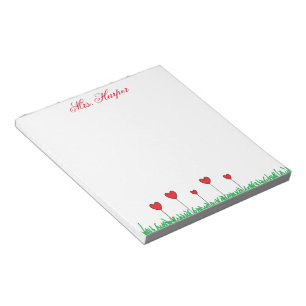 Heart Flowers Personalised Notepad