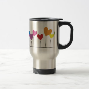 heart flowers travel mug