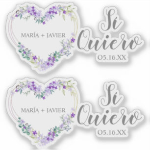 Heart Flowers Yes I Want Spanish for Wedding