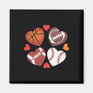 Heart Football Basketball Baseball Valentine’s Day Magnet