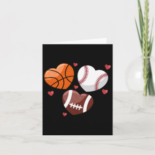 Heart Football Basketball Baseball Valentines Day Card