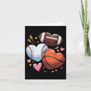 Heart Football Basketball Baseball Valentines Day  Card