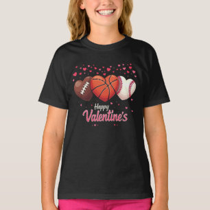 Heart Football Basketball Baseball Valentines Day T-Shirt