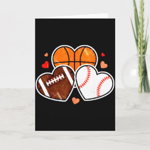 Heart Football Basketball Soccer Valentine Sports  Card
