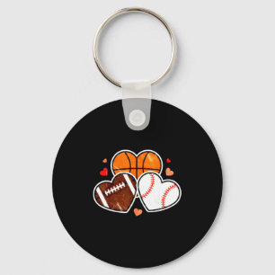 Heart Football Basketball Soccer Valentine Sports  Key Ring